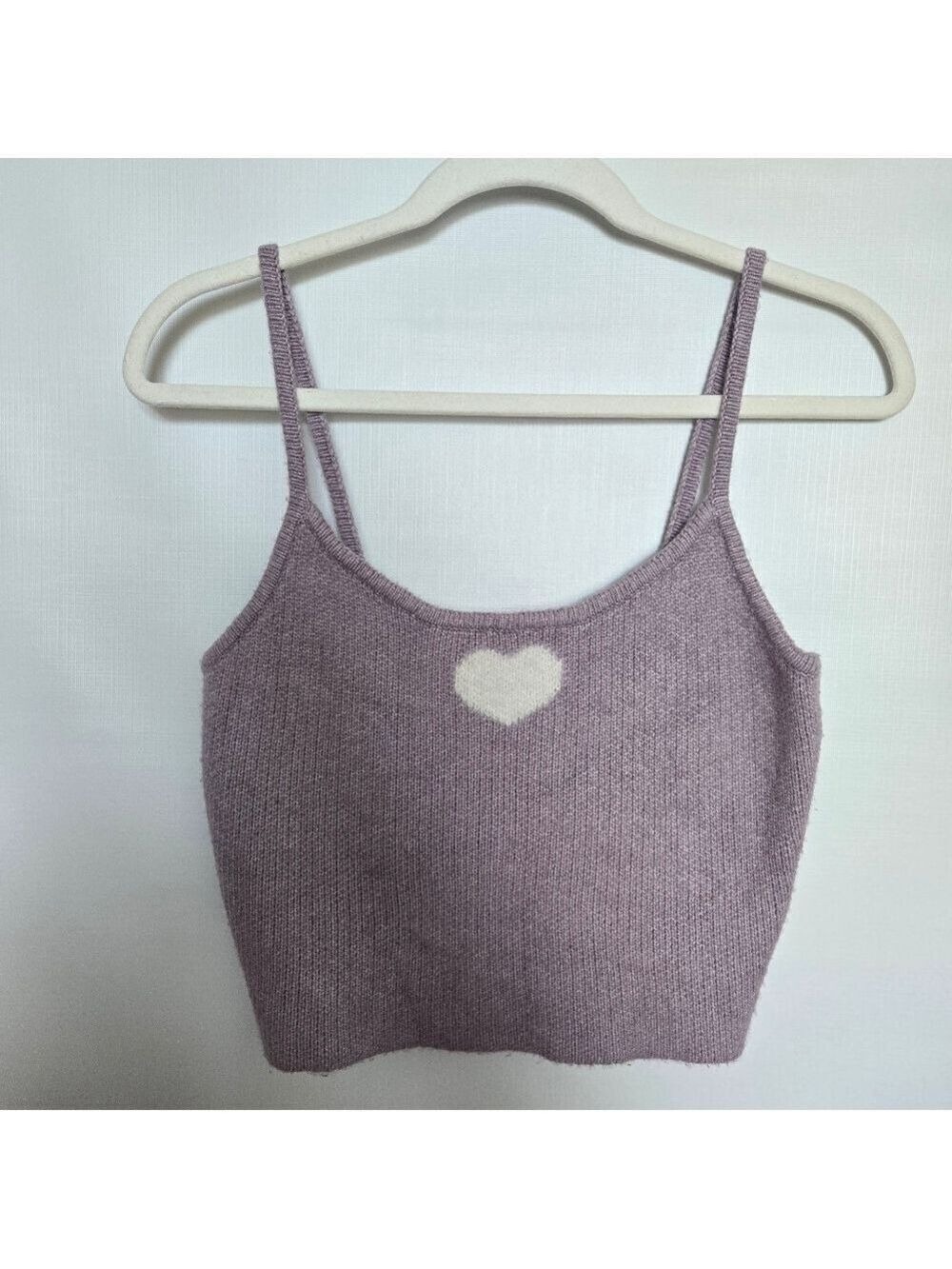 L.A. HEARTS KNIT TOP Y2K 90's WOMENS LILAC WHITE HEART DETAIL (MED)